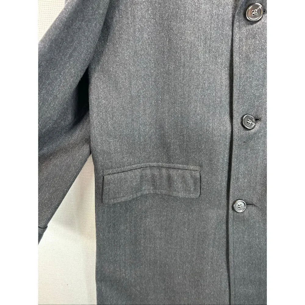 Vintage Charcoal Wool Overcoat Tailored Long Coat Classic Minimalist 44R